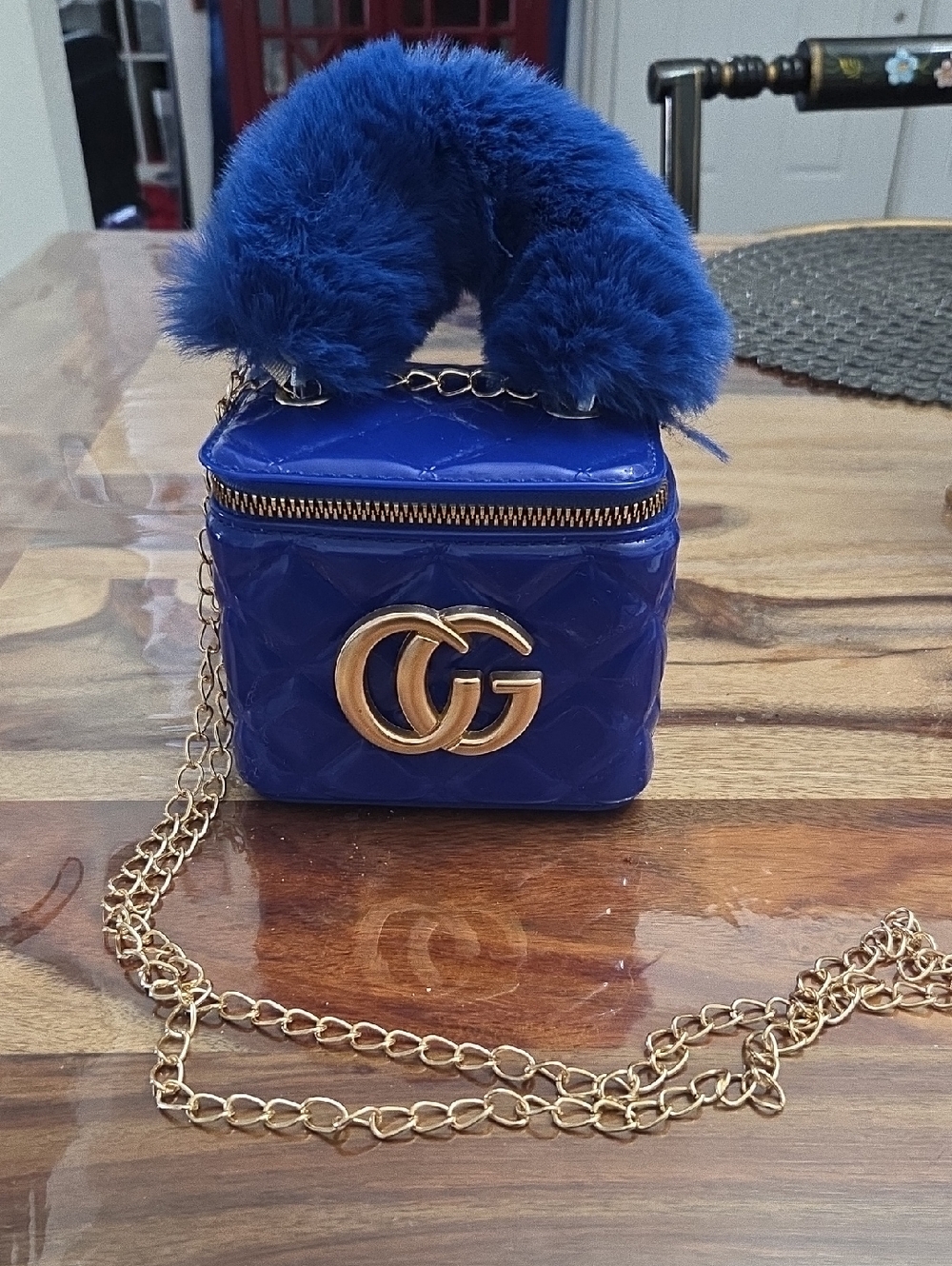 Fun Fashion Blue Quilted Crossbody Bag NWOT